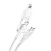 Scosche CCi4B4PWT-SP 2-in-1 4FT Braided USB-C to USB-C & USB-C to Lightning Charge and Sync Cable White