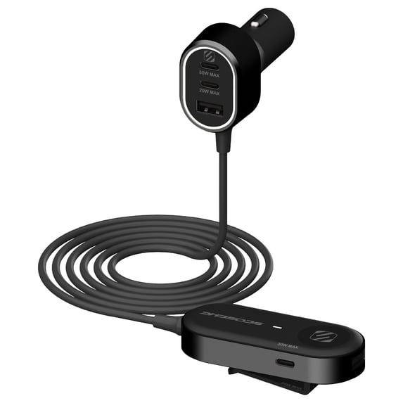 Scosche CPD100EX-VA1 100W USB Charger Adapter PD 30W & 20W USB-C Ports & 18W USB-A Port w/ 5FT Cable