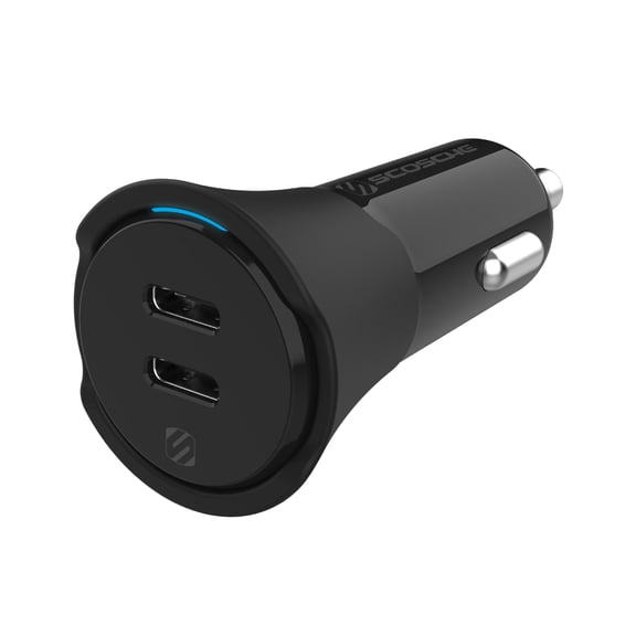 Scosche CPDCC40-SP PowerVolt 40-Watt Certified USB Type-C Fast Car Charger Power Delivery 3.0 for Standard USB-C Devices, Dual USB-C Charger