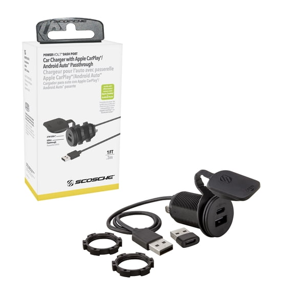Scosche CPPDRLK-SP PowerVolt 27W Dash Port USB-C Connection Car Charger W/ Power Delivery 3.0