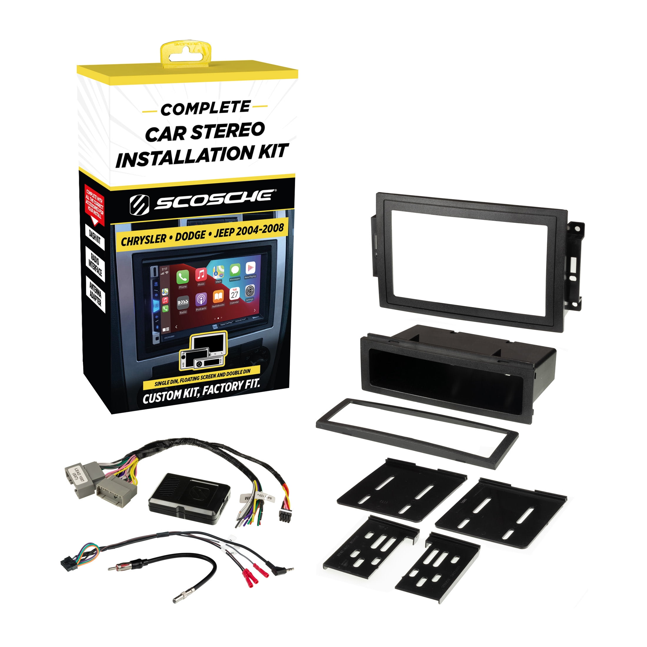 Scosche CR0507CS Double DIN Radio Dash Kit Compatible with Select 2004-08 Chrysler, Dodge, and Jeep