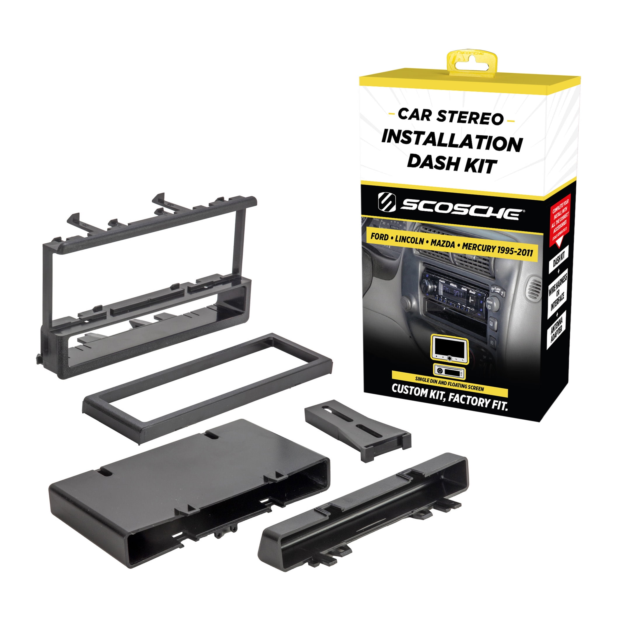Scosche Single DIN Dash Kit Compatible with 1995-2011 Ford