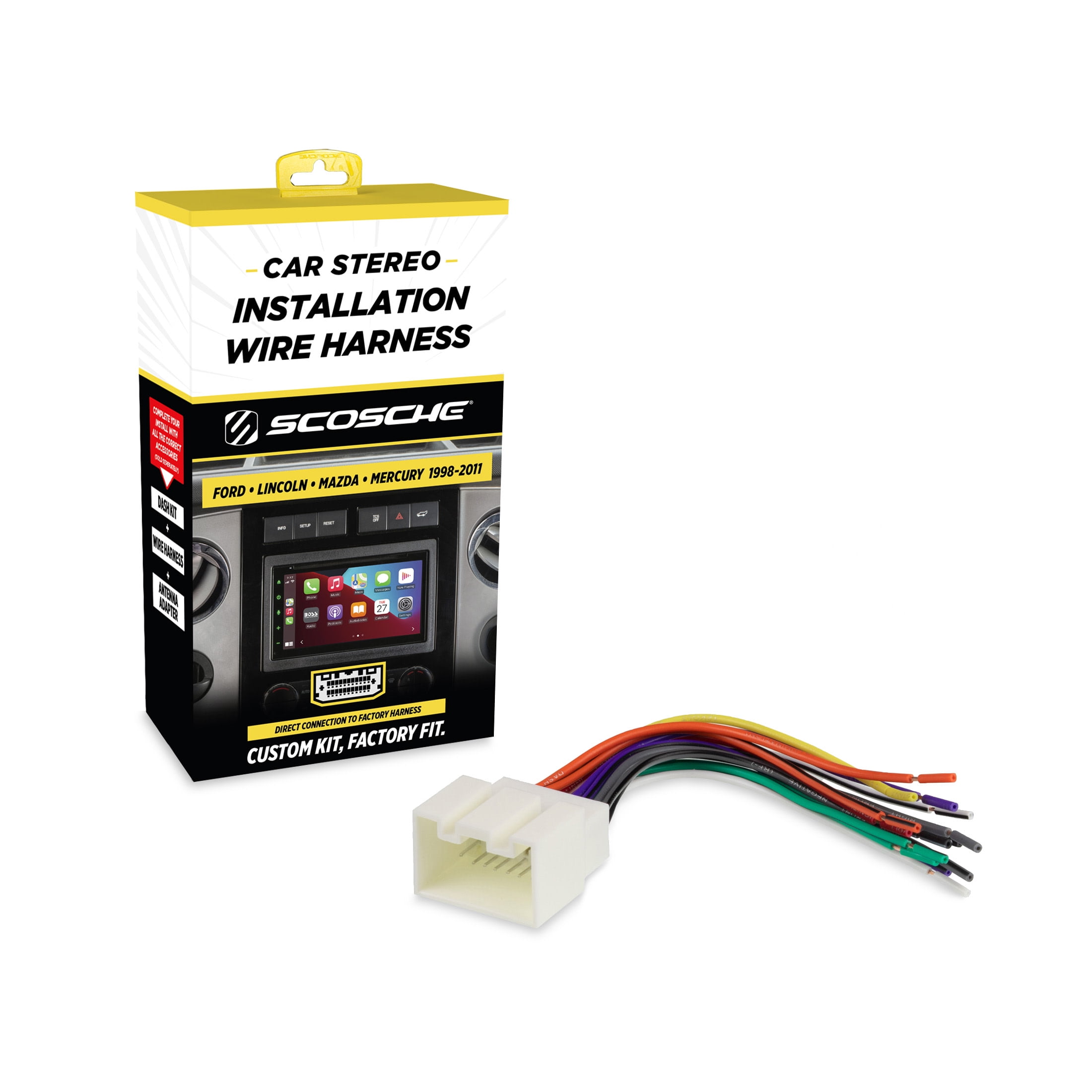 Scosche FD16B Wiring Harness for 1998-2011 Ford/Lincoln/Mazda +