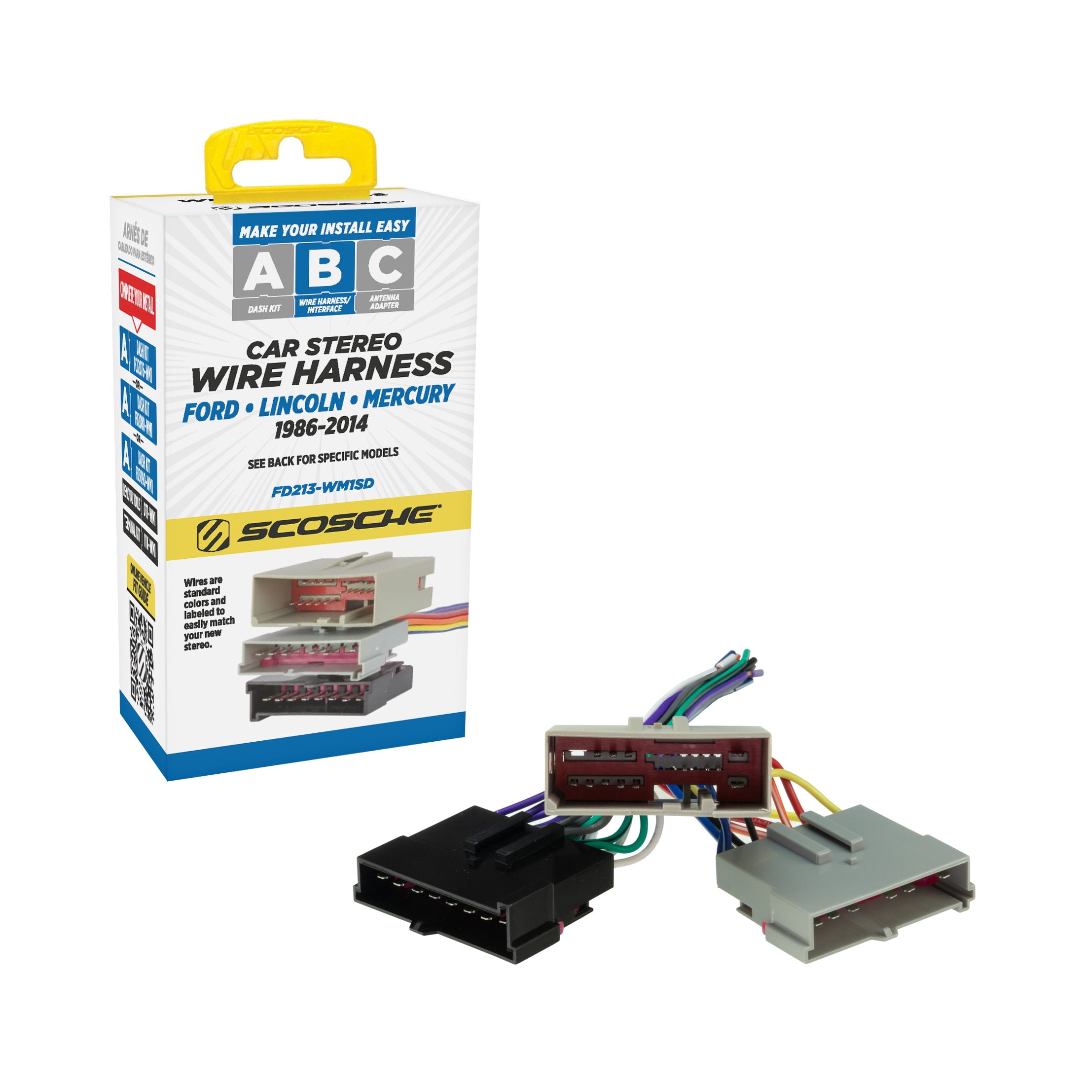 Scosche Wire Harness Compatible with Select 1983-2014 Ford, Lincoln and Mercury Vehicles FD213-WM1SD