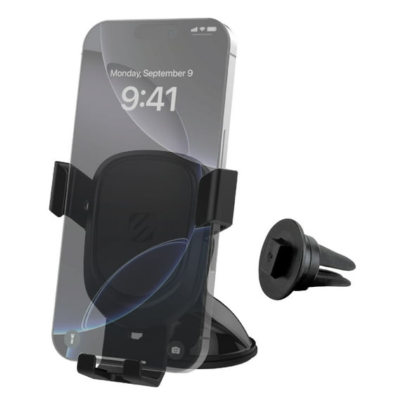 Scosche GHVWD-SP Gravity Drop 3-in-1 Adjustable Rotating Suction Cup/Vent Dash Mount Black