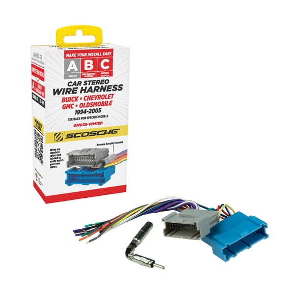 Scosche GM035-WM1SD Wiring Harness and Antenna Adapter Compatible with Select 1986-2005 GM Vehicles
