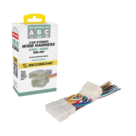 Scosche Wire Harness Compatible w/ Select 1986-2011 Non-Amplified Honda, Acura & Isuzu HA028-WM1SD price history and forecast - Scosche HA028