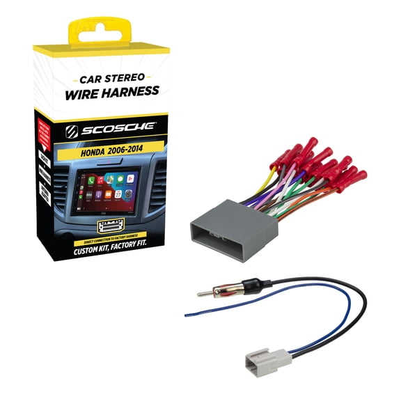 Scosche HA0AB Wiring Harness & Antenna Adapter Compatible w/ 2006-14 Non-Factory Amplified Honda