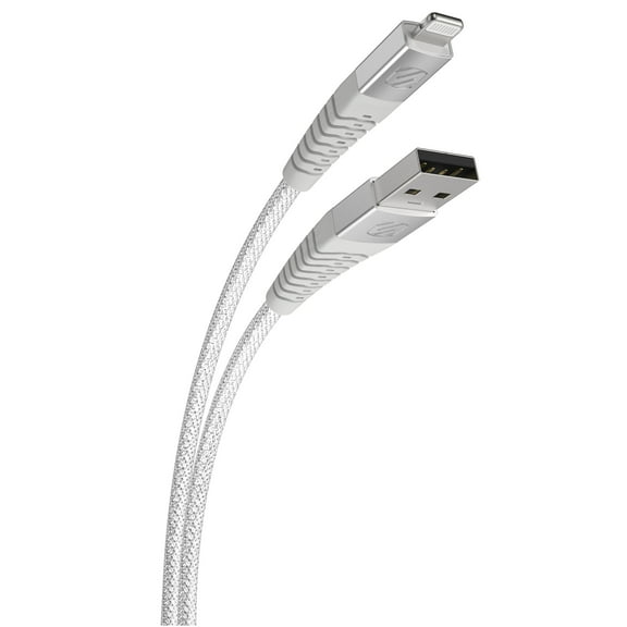 Scosche HDi3B10WT-SP Strikeline Premium USB to Mfi Cert Lightning Chrg & Sync Cbl 10-ft. Wht/Silver