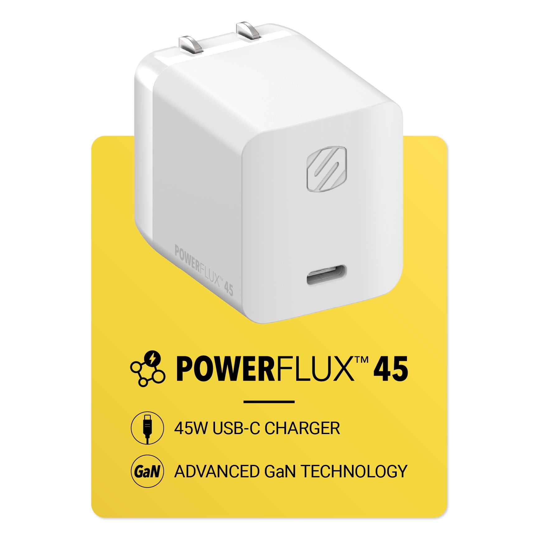Scosche HPDC45WT-SP PowerFlux 45W Home Wall Charger Block USB-C Fast Charge White