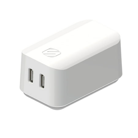 Scosche 35W Dual USB-C GaN Fast Wall Charger with Power Delivery Foldable Plug HPDCC35WT-SP