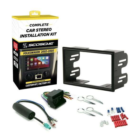 Scosche ICVW5BN Double DIN Dash Kit and Harness Compatible w/ 2002-2005 Non-Amplified Volkswagen