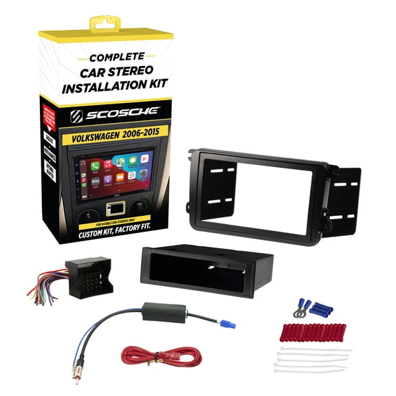 Scosche ICVW6BN Double DIN Dash Kit Compatible with Select 2002-15 Non-Factory Amplified Volkswagen