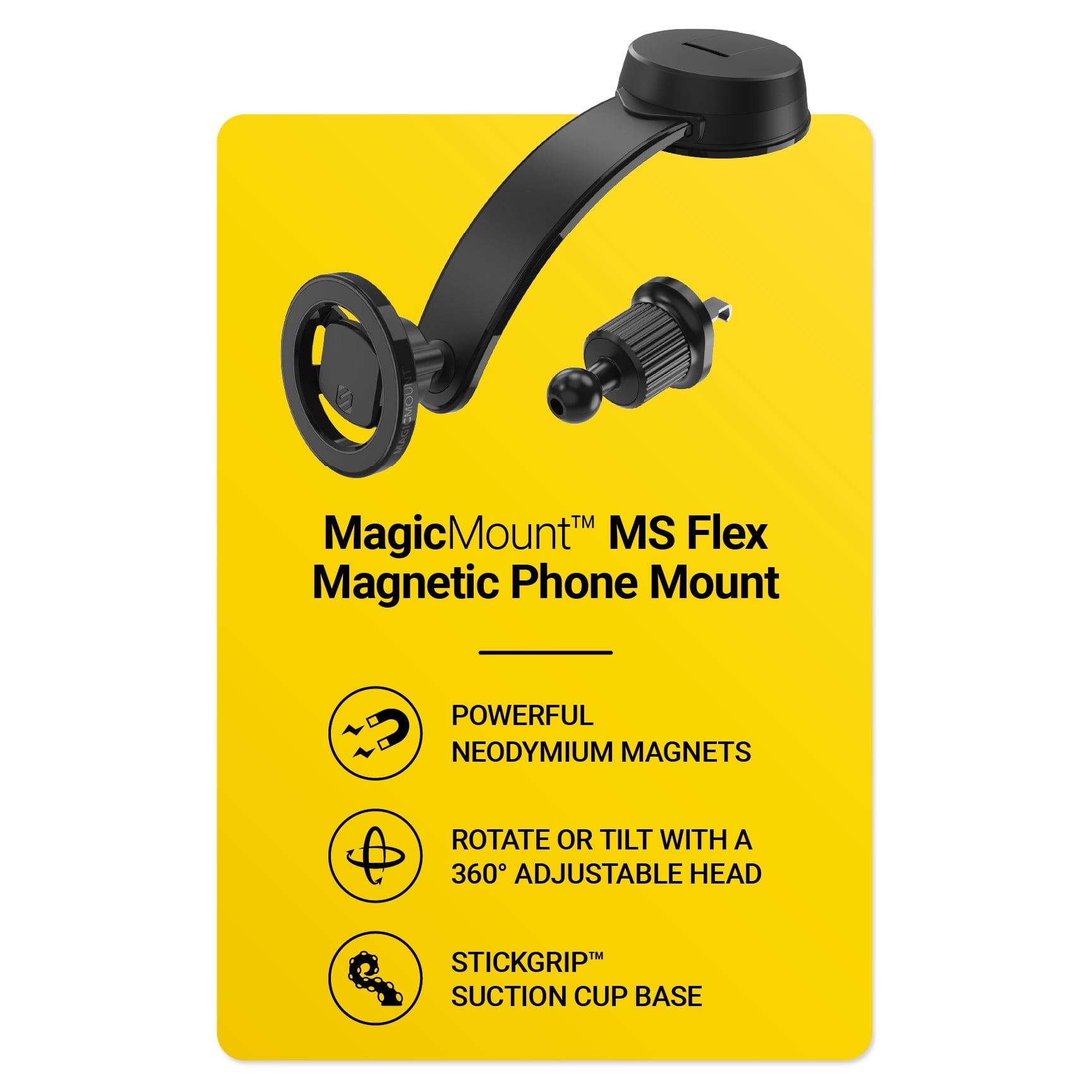 Scosche MagicMount MS Flex Magnetic Dash & Vent Phone Mount MagSafe Universal Compatibilty SMS1VFLX3
