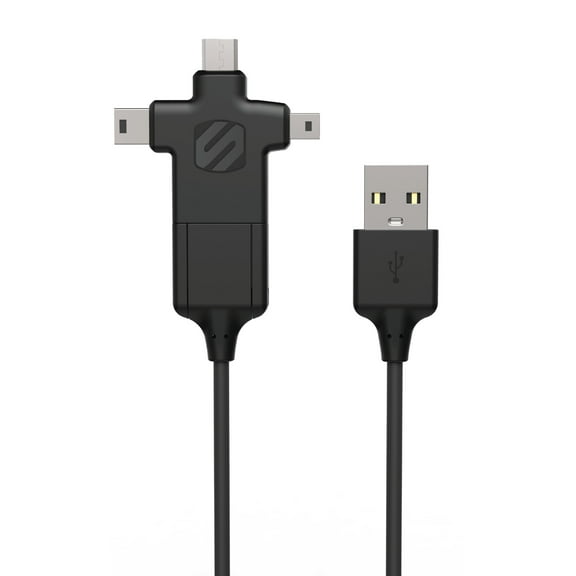 Scosche MMMC-SP SmartSync 4-in-1 USB-C, Mini USB, Mini B & Micro USB to USB Cable 3-Ft. Black