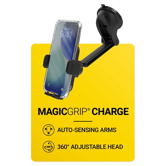 Scosche MagicGrip 10W Qi Fast Charging 2-in-1 Wireless Dash/Window Mount Auto Grip Black SUHQWDM-SP