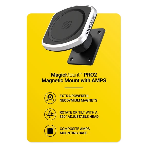 Scosche MagicMount Pro2 MagSafe Magnetic Mount w/ AMPS & Adhesive Adapter Base Compatible w/ ProClip