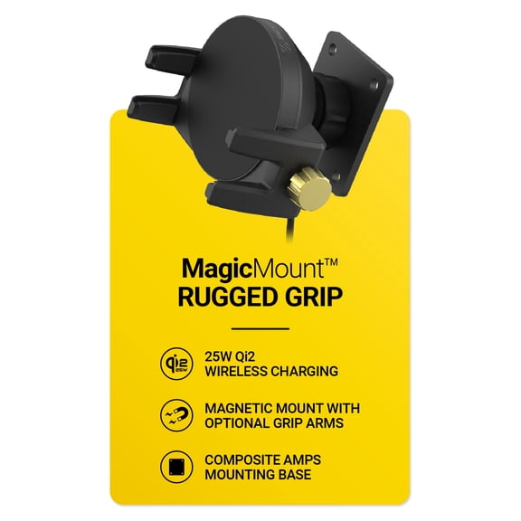 Scosche MagicMount Rugged Qi2.2 25W Charge MagSafe Compatible AMPS Mount w/ 56W Charger MRQTGAMPS-XC