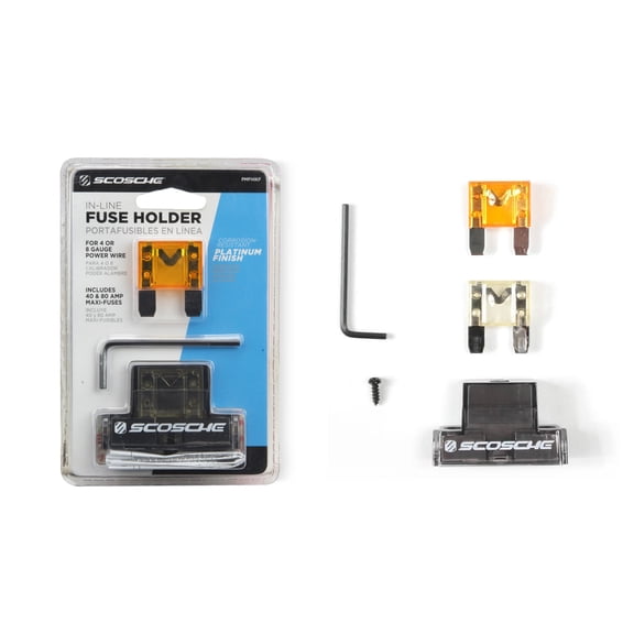 Scosche PMFHIKF 12V Maxi Fuse Block 4/8 Gauge In 4/8 Gauge Out Amp Distribution Block Splitter