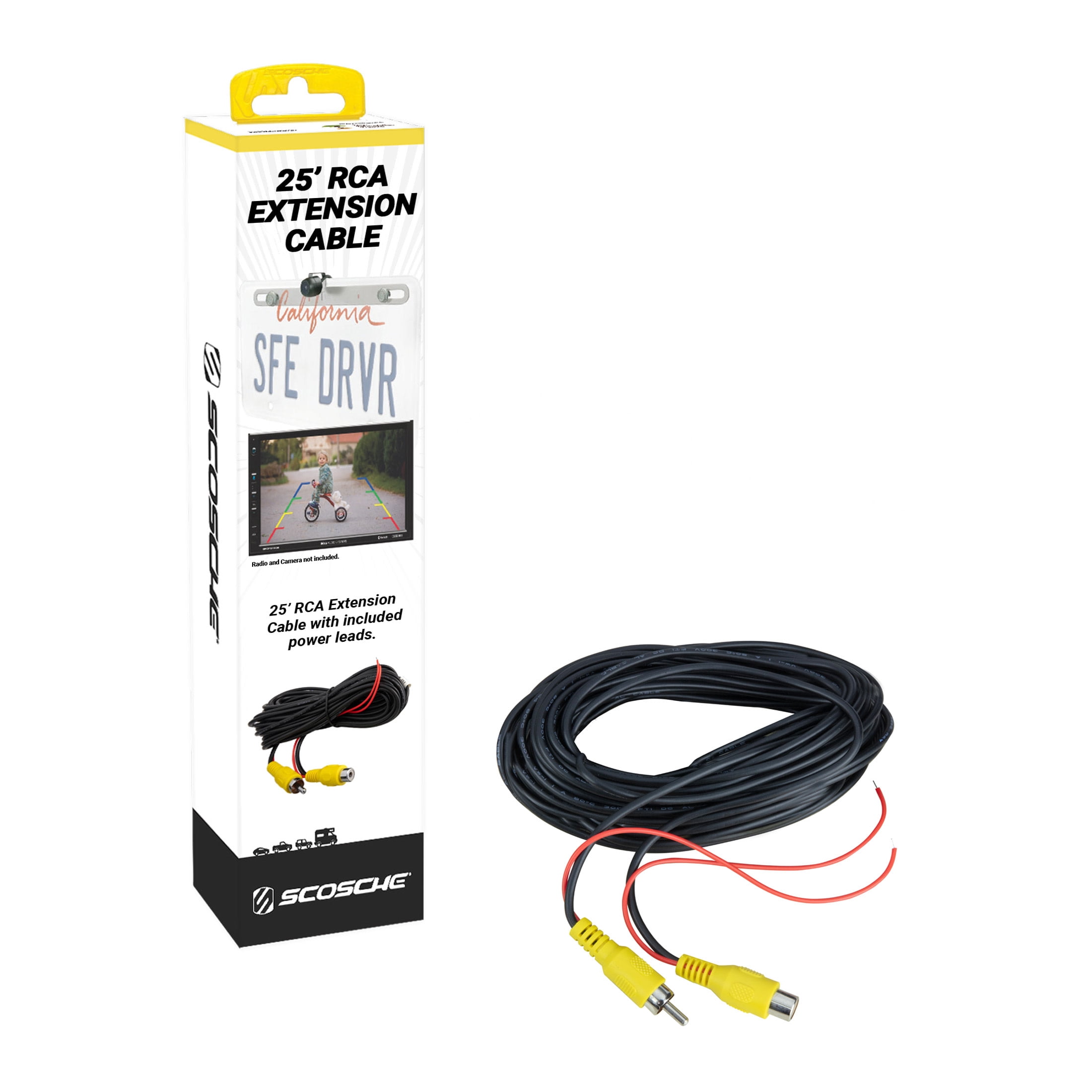 Scosche RCAV25TW 25 Ft. RCA Extension Cable and Connector for Back