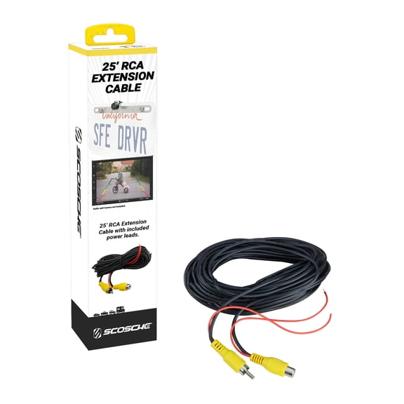 Scosche RCAV25TW 25 Ft. RCA Extension Cable and Connector for Back Up Cameras