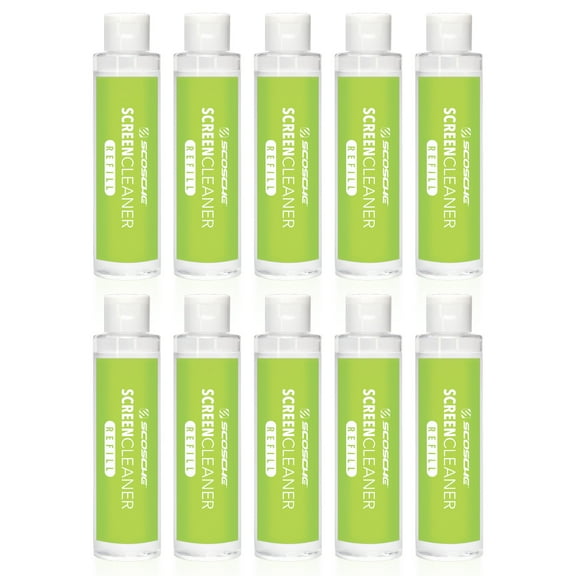Scosche SCOCLNRRF-10PK 80ML Natural Cleaner Refill Bottle for Electronic Touchscreens Spray, 10 Pack