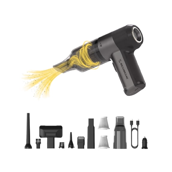 Scosche SCOVAC 4-in-1 High Power Cordless Mini Vacuum Cleaner, Air Duster, Inflator & Deflator Pump