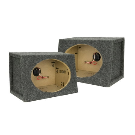 Scosche SE69KT2-WP1 Pair of 6x9 Car Audio Speaker Enclosures Sturdy Construction w/ Gray Carpet