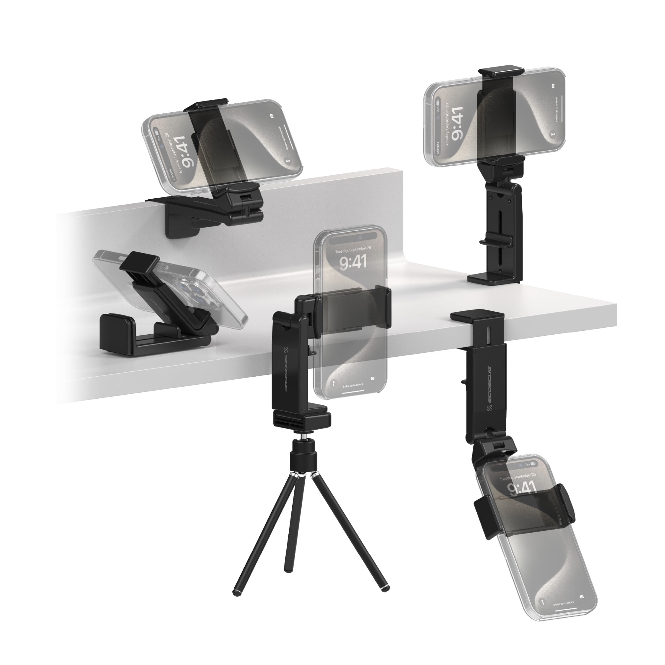 Scosche SUHTRVL-SP1 Universal 360 Adjustable Lightweight, Compact Travel Phone Mount or Stand Black
