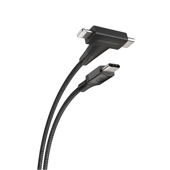 Scosche Strike Line HH 2-in-1 USB-C to Lightning Cable - 4 ft | Color: Black