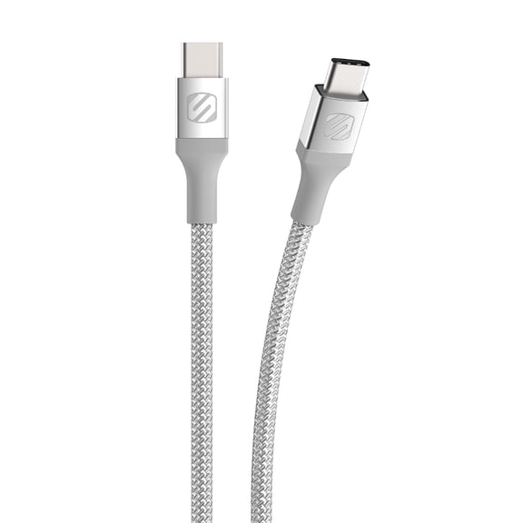 Scosche StrikeLine 60W USB-C to USB-C Fast Charge & Sync Cable 10ft Power Delivery Data White SCC10WT-SP