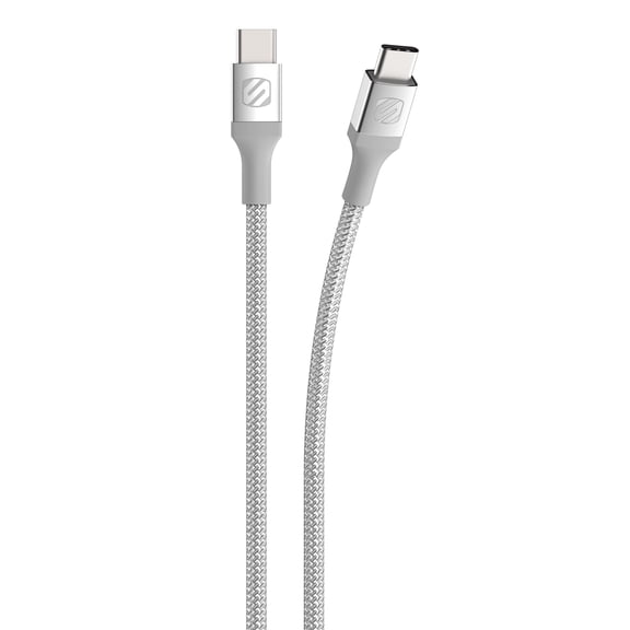 Scosche StrikeLine 60W USB-C to USB-C Fast Charge & Sync Cable 10ft Power Delivery Data White SCC10WT-SP