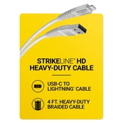 Scosche Strikeline 4ft USB-C to Lightning Heavy Duty Braided Fast Charging Cable White HDCi4B4WT-HT
