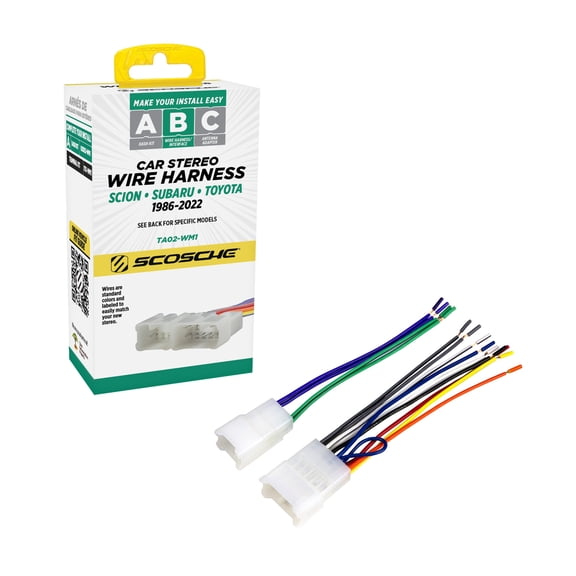 Scosche Wiring Harness Compatible w/ Select 1987-2021 Lexus, Scion, Subaru & Toyota TA02-WM1