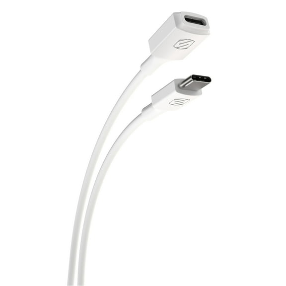 Scosche USBCEXT3WT-SP ExtendIt USB Type-C Female to USB Type-C Male Charging Cable 3-ft for iPhones, Samsung and More, White