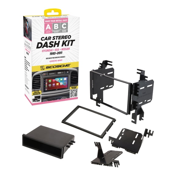 Scosche Ui3070-WM1 Double or Single DIN Dash Kit Compatible w/ 1993-2011 Hyundai/Infiniti/Kia/Nissan