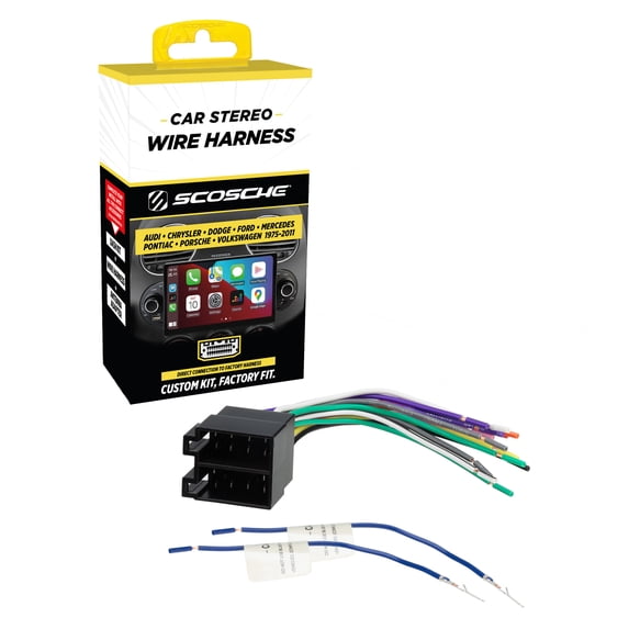 Scosche VW01B Wiring Harness Compatible w/ Select 1975-2011 Domestic and European Vehicles