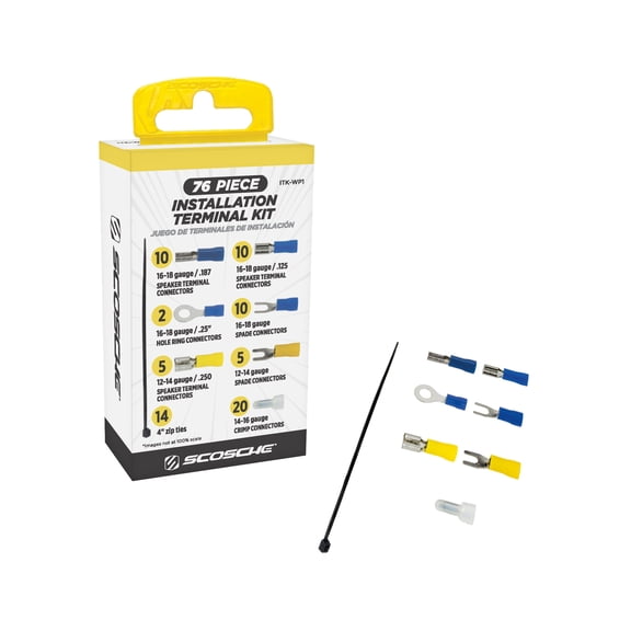 Scosche iTK-WP1 76-Piece Wire Terminal Connector Kit Combo Wire Install Stripper/Crimper Multi-color
