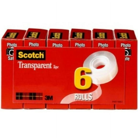 Scotch 0.5 x 12 in. Roll Transparent Tape, Clear - Pack of 6
