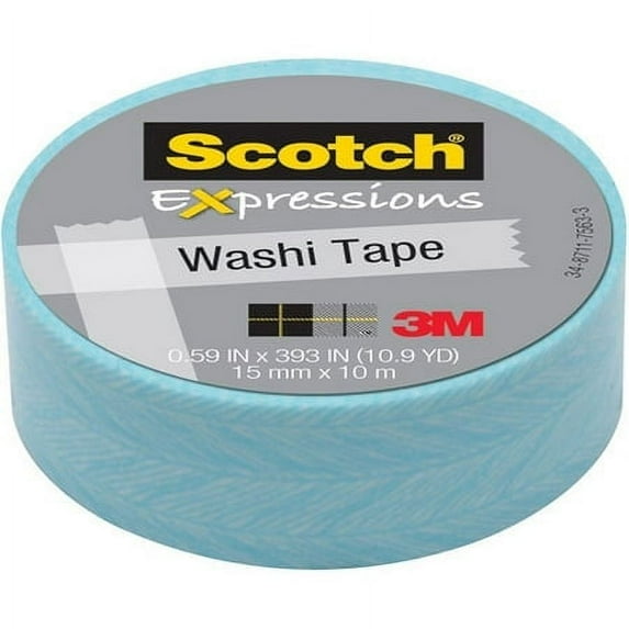 Scotch 0.59" Feather Expressions Washi Tape, 10.9 Yds