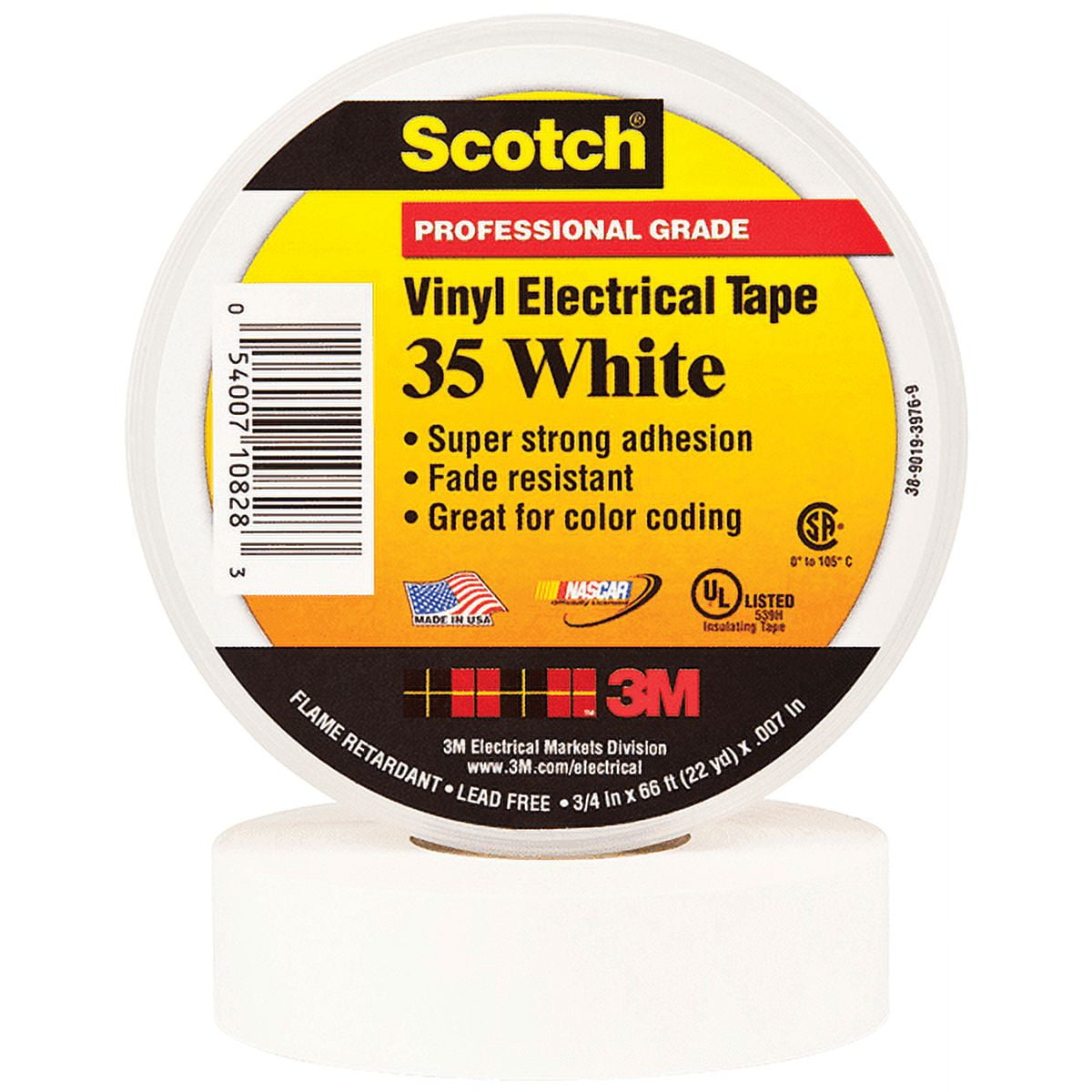 Scotch T964035W 0.75 in. x 66 ft. White 35 Electrical Tape - Case of 100