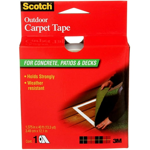 Scotch Outdoor Carpet Tape for Concrete, Patios & Decks, 1.3 inches x 13 yards, CT3010, 1 Roll, 1.375 in x 13.3 yd Outdoor Carpet Tape By Brand Scotch