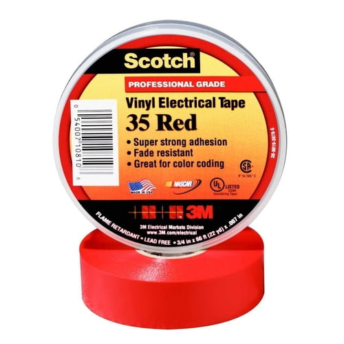 Scotch 10810-DL-2W 3/4 X 66' Red 35 Professional Grade Electrical Tape