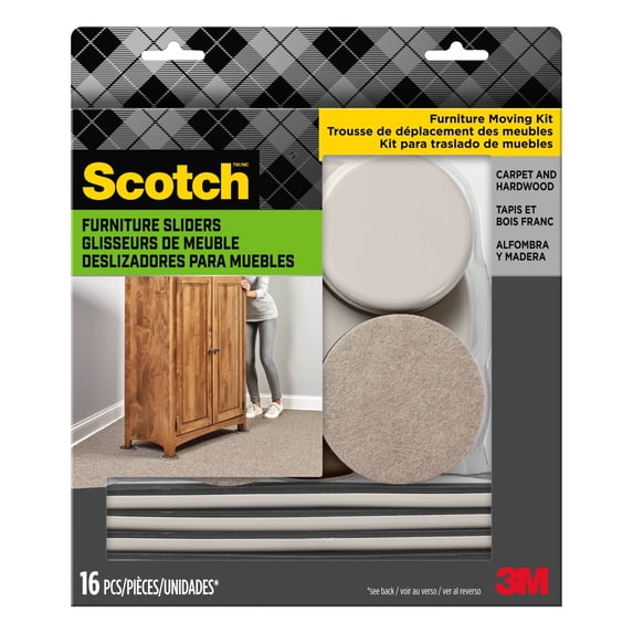 Scotch Sliders Furniture Moving Kit, Reusable, Helps Cleaning or Rearranging, 16 Pieces