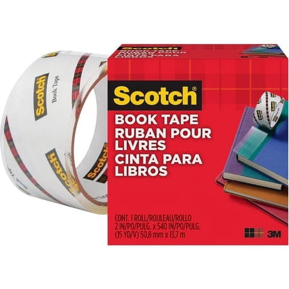 Scotch-1PK Book Tape, 3" Core, 2" X 15 Yds, Clear
