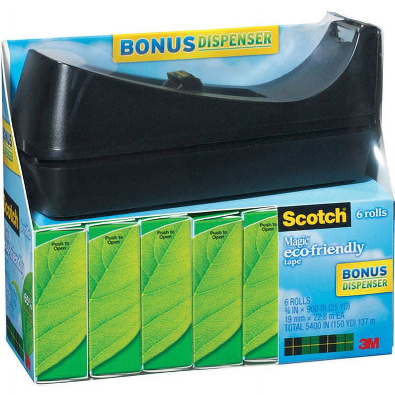  Scotch Magic Tape Dispenser - 1 C38 Scotch Dispenser with 3  Rolls of Scotch Magic Tape - Holds Tape Up to 19 mm x 33 m - Refillable  Sticky Tape Dispenser