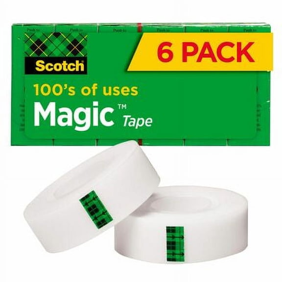 1 piece Scotch Magic Tape, Invisible, 3/4 in x 1296 in, 6 Tape Rolls, Clear, Home Office and School Supplies