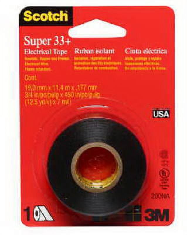 Scotch 200 Super 33+ Electrical Tape 3/4" x 450", Black, Each