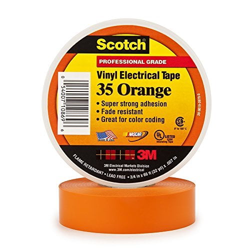 Scotch 3/4 in. x 66 ft. #35 Electrical Tape Orange (5-Pack)