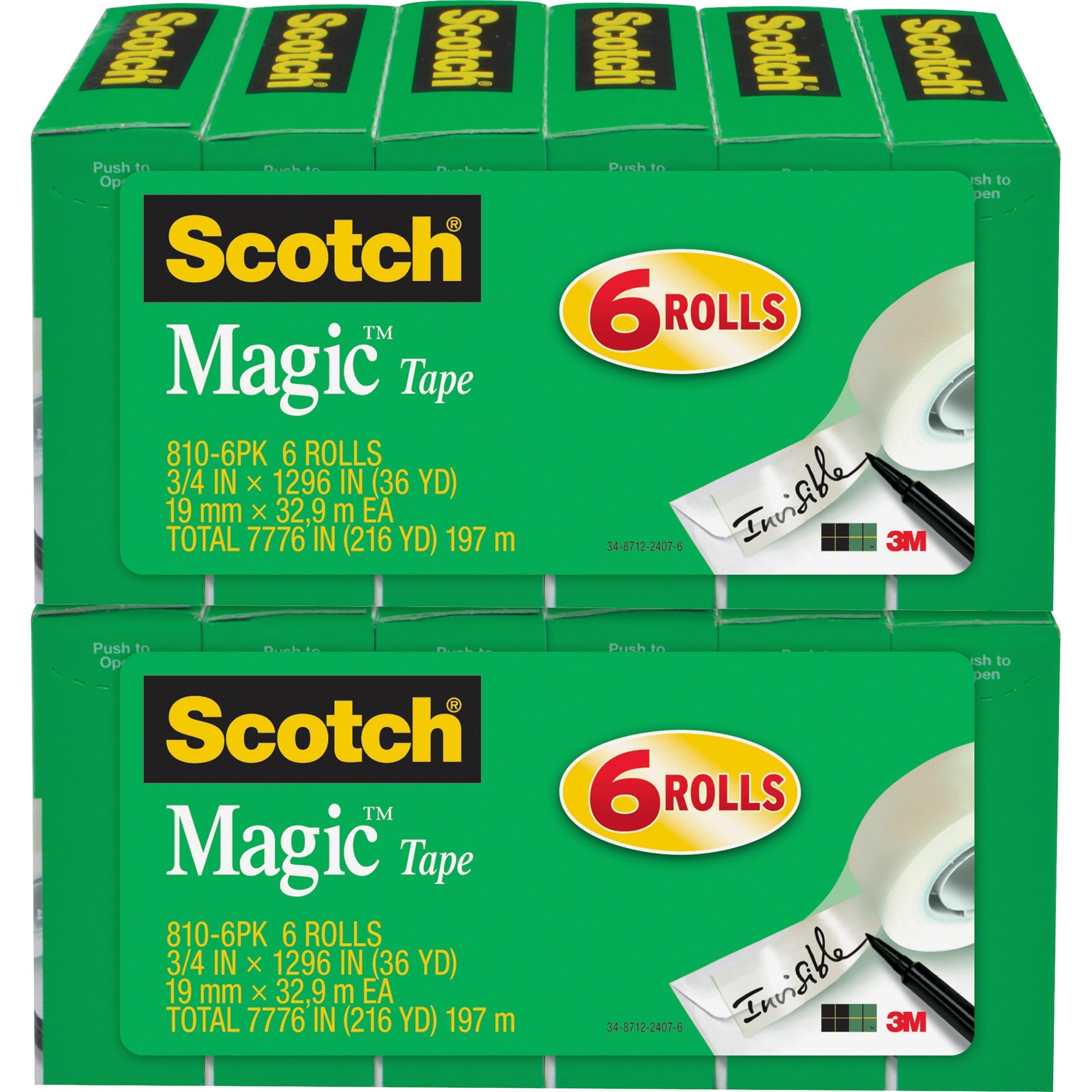 Scotch 3/4"w Magic Tape - 36 Yd Length X 0.75" Width - 1" Core - 12 / Bundle - Clear